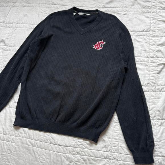 Cutter & Buck Other - black Knit wsu v-neck sweater mens size L ribbed dark academia cotton relaxed